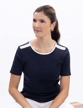 Playera manga corta Nautica cuello redondo para mujer