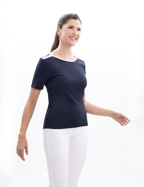 Playera manga corta Nautica cuello redondo para mujer