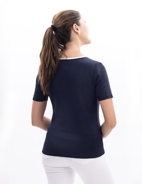 Playera manga corta Nautica cuello redondo para mujer