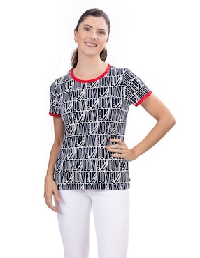 Playera manga corta Nautica cuello redondo para mujer