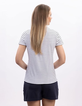 Playera manga corta Nautica cuello V para mujer