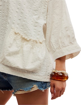 Blusa camisera Free People de algodón manga 3/4 para mujer