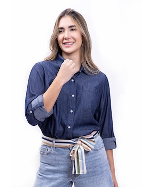 Camisa Nautica de algodón manga larga para mujer
