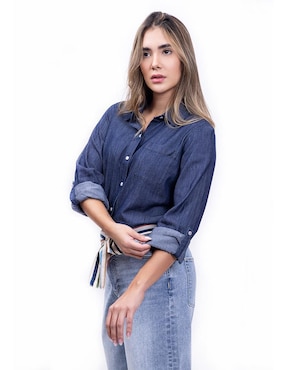 Camisa Nautica de algodón manga larga para mujer