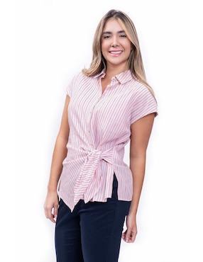 Camisa Nautica de algodón manga corta para mujer