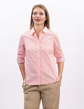 Camisa Nautica de algodón manga larga para mujer