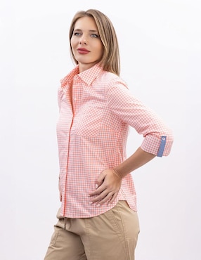 Camisa Nautica de algodón manga larga para mujer