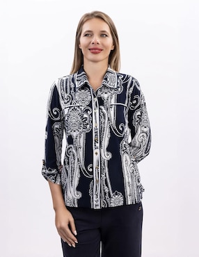 Blusa camisera Nautica manga 3/4 para mujer