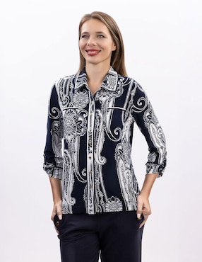 Blusa camisera Nautica manga 3/4 para mujer