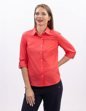 Camisa Nautica de algodón manga larga para mujer