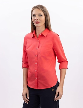 Camisa Nautica de algodón manga larga para mujer