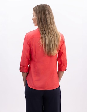 Camisa Nautica de algodón manga larga para mujer
