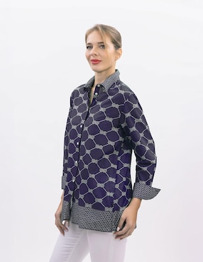 Camisa Nautica de algodón manga larga para mujer