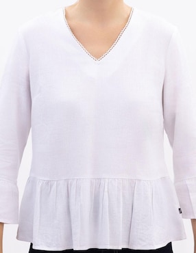 Blusa peplum Nautica manga 3/4 para mujer