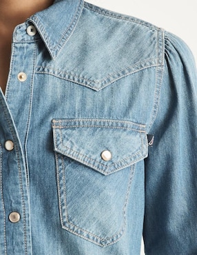 Camisa Nautica de algodón manga larga para mujer
