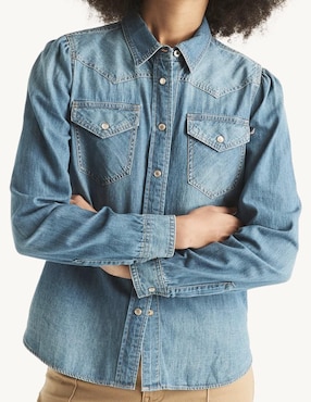 Camisa Nautica de algodón manga larga para mujer