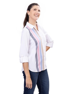 Camisa Nautica de algodón manga 3/4 para mujer