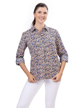 Camisa Nautica de algodón manga larga para mujer
