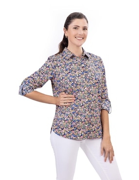 Camisa Nautica de algodón manga larga para mujer