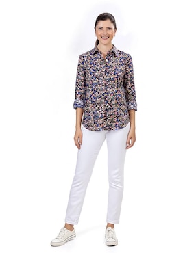Camisa Nautica de algodón manga larga para mujer