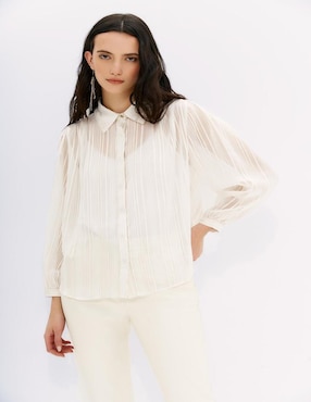 Blusa camisera Rapsodia manga larga para mujer