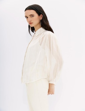 Blusa camisera Rapsodia manga larga para mujer