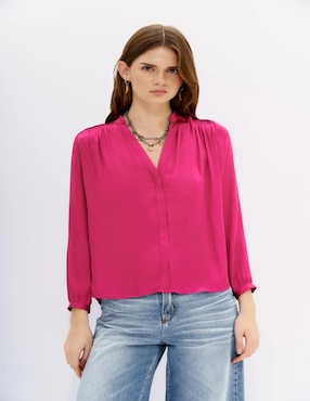 Blusa camisera Rapsodia manga larga para mujer