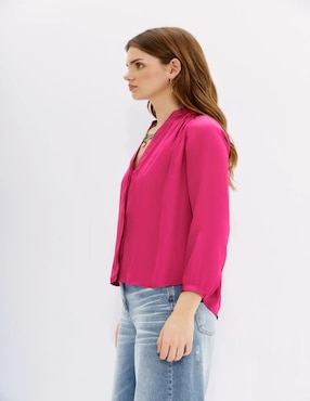 Blusa camisera Rapsodia manga larga para mujer