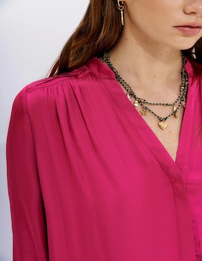 Blusa camisera Rapsodia manga larga para mujer