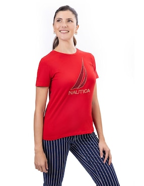 Playera manga corta Nautica cuello redondo para mujer
