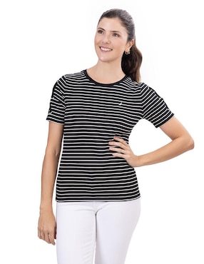 Playera manga corta Nautica cuello redondo para mujer