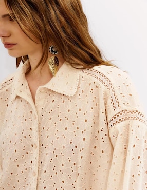 Blusa camisera Rapsodia manga larga para mujer