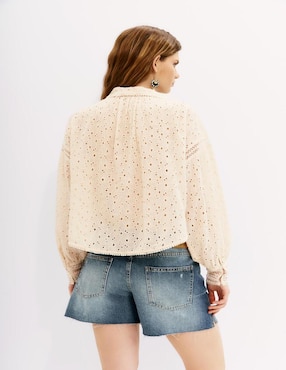 Blusa camisera Rapsodia manga larga para mujer