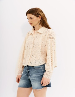 Blusa camisera Rapsodia manga larga para mujer