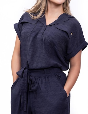 Blusa camisera Nautica manga corta para mujer