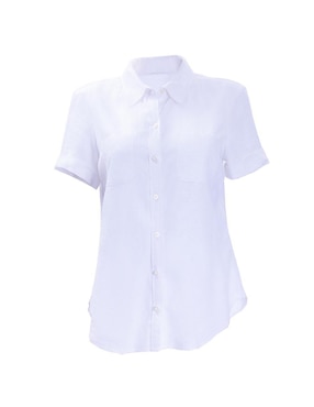 Camisa Nautica de lino manga corta para mujer