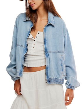 Chamarra denim Free People de mezclilla para mujer