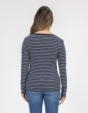 Playera manga larga Nautica cuello redondo para mujer