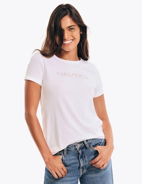 Playera manga corta Nautica Basi cuello redondo para mujer