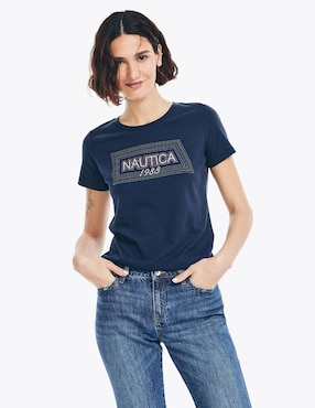 Playera manga corta Nautica Kiba cuello redondo para mujer