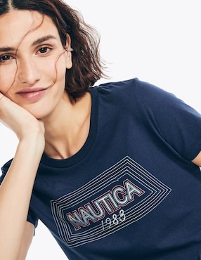 Playera manga corta Nautica Kiba cuello redondo para mujer
