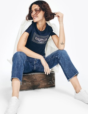 Playera manga corta Nautica Kiba cuello redondo para mujer