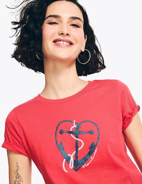 Playera manga corta Nautica cuello redondo para mujer