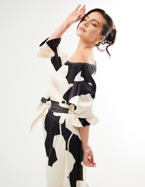 Vestido maxi fiesta Pureza escote asimétrico