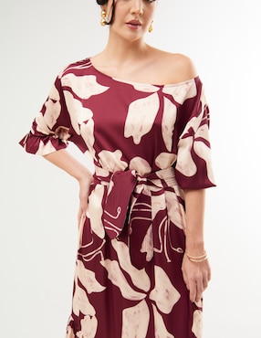 Vestido maxi fiesta Pureza escote asimetrico