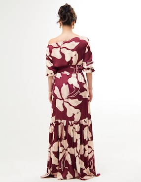 Vestido maxi fiesta Pureza escote asimetrico