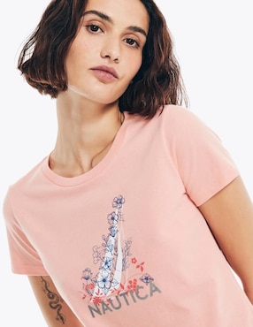 Playera manga corta Nautica cuello redondo para mujer