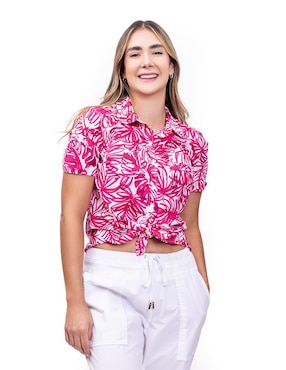 Camisa Nautica de algodón manga corta para mujer