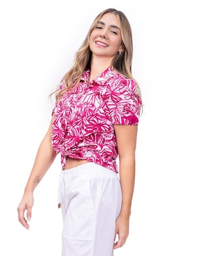 Camisa Nautica de algodón manga corta para mujer