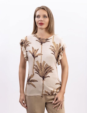 Playera manga corta Nautica cuello redondo para mujer